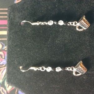 Silver, Black & Clear White Measuring Cup Hook Earrings